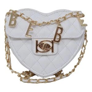 bebe ❤️ Solana Quilted Heart Crossbody Bag Color: White BRAND NEW ❤️